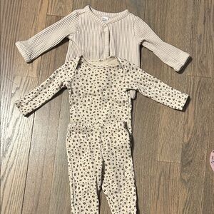 Neutral Waffle Knit Cardigan + Leopard Print Pajama Set